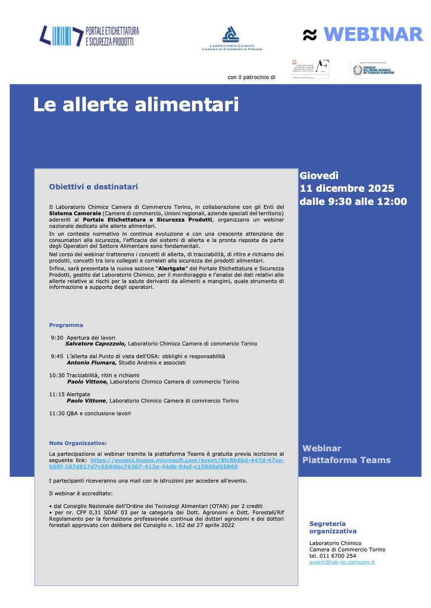 Le Allerte alimentari